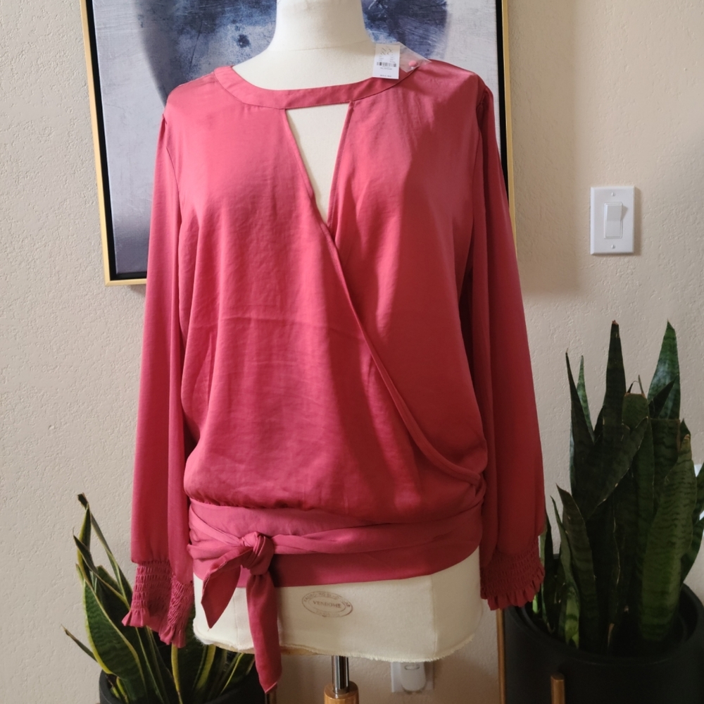 Pink keyhole blouse